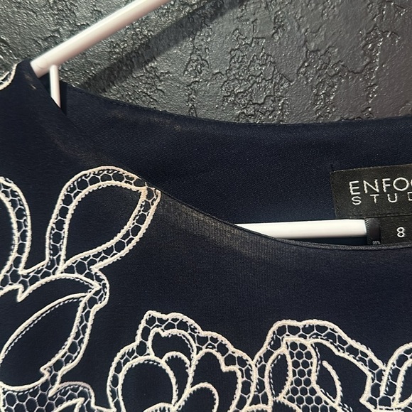 ENFOCUS STUDIO Floral Stretch Flared Knee length 3/4 Sleeve Dress Size 8 - Picture 5 of 7